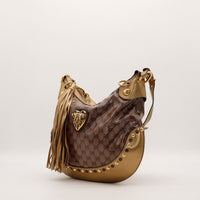 Hobo Gucci Babouska bronze vue de trois quarts gauche avec bandoulière — AMANA Vintage