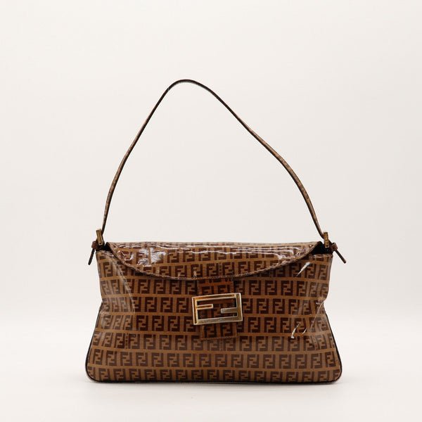 Sac Fendi Mamma Baguette toile Zucchino enduite vue de face occasion authentique — AMANA Vintage