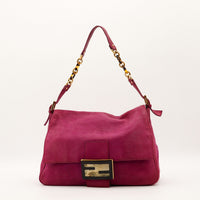 Sac Fendi Mia cuir nubuck fuchsia vue de face occasion authentique — AMANA Vintage