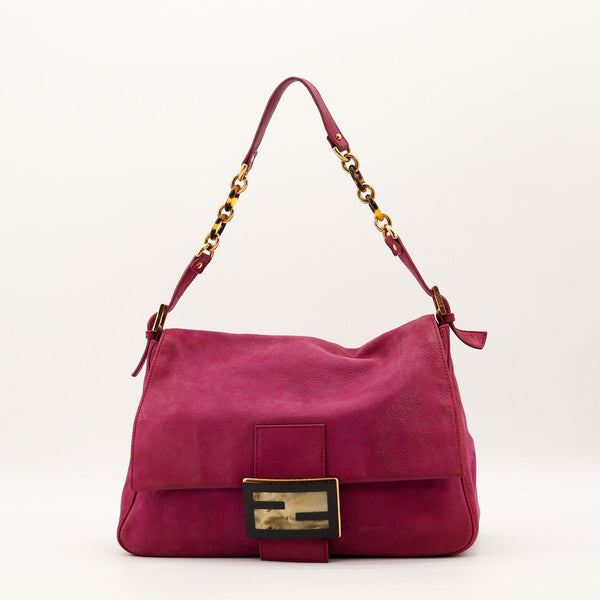 Sac Fendi Mia cuir nubuck fuchsia vue de face occasion authentique — AMANA Vintage