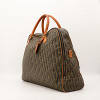 Vue de trois quarts sac Boston Dior Trotter toile Oblique marron — AMANA Vintage