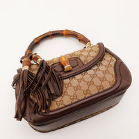 Vue de dessus sac Gucci Tote Bag Bambou ouvert anse bambou occasion — AMANA Vintage
