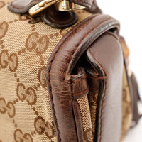 Detail coin superieur usure cuir sac Gucci Tote Bag Bambou occasion — AMANA Vintage