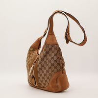 Gucci New Jackie hobo vue laterale canvas GG et cuir camel occasion — AMANA Vintage