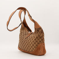 Gucci New Jackie vue laterale arriere canvas GG et daim camel — AMANA Vintage