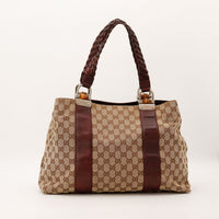Face arriere Tote Bag Bambou Gucci toile GG beige occasion — AMANA Vintage