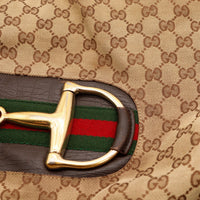 Détail mors doré et bande Web Gucci Hobo Horsebit — AMANA Vintage