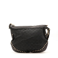 Sac Gucci Hobo toile monogrammée noire vue de face occasion authentique — AMANA Vintage