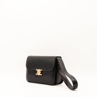 Sac Céline Triomphe cuir noir vue trois quarts occasion authentique — AMANA Vintage