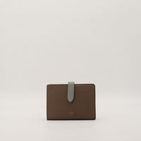 Portefeuille Celine Strap bicolore marron gris vue de face occasion authentique — AMANA Vintage