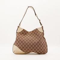 Vue arriere Gucci Hobo Horsebit toile GG anse ivoire — AMANA Vintage