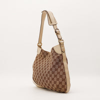 Gucci Hobo Horsebit vue de trois quarts droit anse bandouliere ivoire — AMANA Vintage