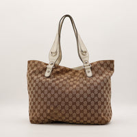 Face arriere Tote Horsebit Gucci beige cuir ivoire vintage — AMANA Vintage