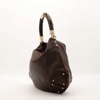 Gucci Hobo Bamboo marron vue de profil gauche cuir grainé occasion — AMANA Vintage