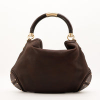 Gucci Hobo Bamboo marron vue de face arrière cuir grainé — AMANA Vintage