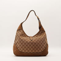 Sac Gucci New Jackie vue de face arrière toile monogrammée beige — AMANA Vintage