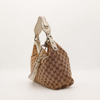 Gucci Hobo Horsebit vue de profil avec bandouliere amovible ivoire — AMANA Vintage