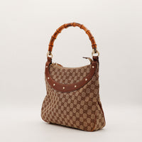 Gucci Hobo Bambou vue de côté arrière toile monogrammée — AMANA Vintage