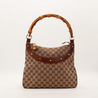 Sac Gucci Hobo Bambou toile monogrammée vue de face occasion authentique — AMANA Vintage