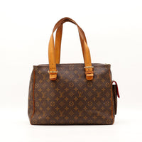 Face arrière Louis Vuitton Multipli Cité toile Monogram anses vachette caramel — AMANA Vintage