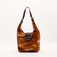 Sac Fendi Hobo en poil de veau imprimé marron vue de face occasion authentique — AMANA Vintage