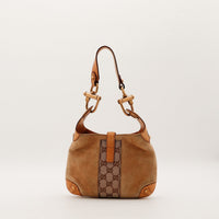 Hobo Indy Gucci vue de dos toile monogrammée bande centrale — AMANA Vintage