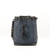 Sac seau Céline bicolore bleu marine et noir vue de face occasion authentique — AMANA Vintage