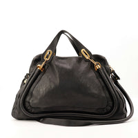 Sac Chloé Paraty cuir agneau noir vue de face occasion authentique — AMANA Vintage