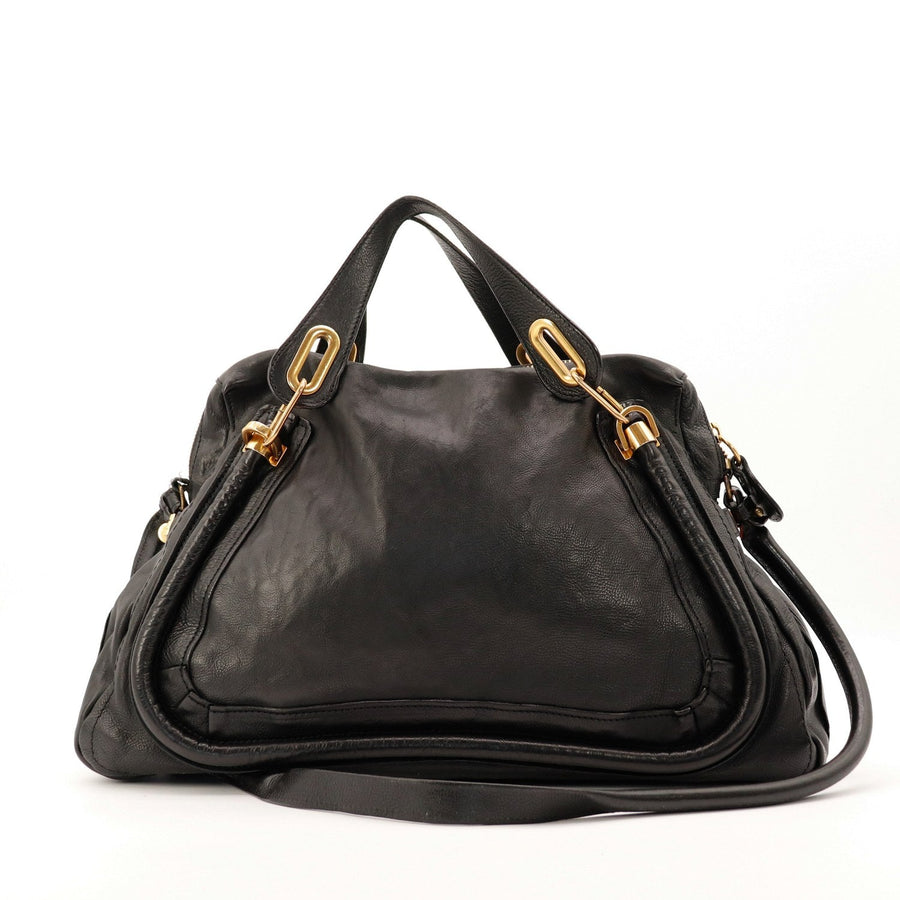 Sac Chloé Paraty cuir agneau noir vue de face occasion authentique — AMANA Vintage