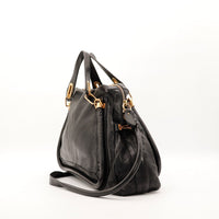 Sac Chloé Paraty noir vue de profil gauche avec bandoulière — AMANA Vintage