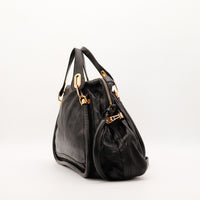 Sac Chloé Paraty noir vue de profil droit zip latéral — AMANA Vintage