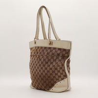 Gucci Tote Horsebit vue de trois quarts dos cuir ivoire — AMANA Vintage