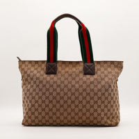 Tote Gucci Web GG Canvas vue de dos occasion authentique — AMANA Vintage