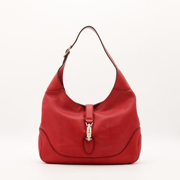 Sac Gucci New Jackie cuir rouge vue de face occasion authentique — AMANA Vintage