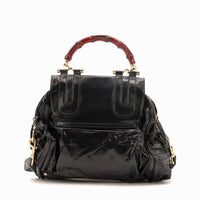 Tote Bag Bambou Gucci noir vue de dos cuir noir toile enduite — AMANA Vintage
