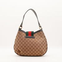 Hobo Web Gucci vue de dos toile monogrammée beige occasion authentique — AMANA Vintage
