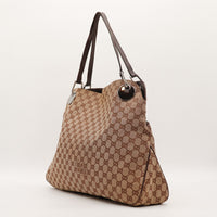 Tote Bag Gucci vue de trois quarts côté gauche toile monogrammée — AMANA Vintage