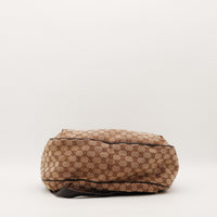 Vue du fond Hobo Gucci toile monogrammée bord cuir marron — AMANA Vintage