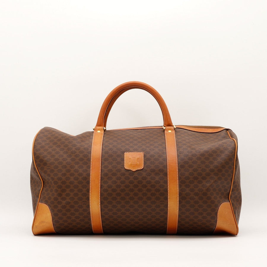 Sac de voyage Céline Boston Macadam toile monogrammée marron vue de face occasion authentique — AMANA Vintage