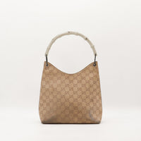 Hobo Bambou Gucci vue de face alternative daim taupe occasion — AMANA Vintage