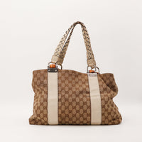 Sac Gucci Tote Bamboo vue de dos toile monogrammee occasion authentique — AMANA Vintage