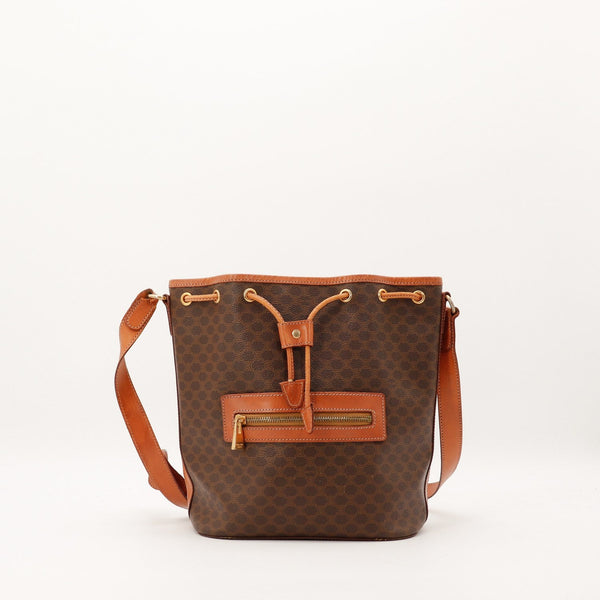 Sac seau Celine Macadam toile monogrammée vue de face occasion authentique — AMANA Vintage