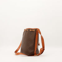 Sac seau Celine Macadam vue de côté cuir caramel occasion authentique — AMANA Vintage
