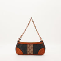 Pochette Gucci toile denim et monogramme vue de face occasion authentique — AMANA Vintage