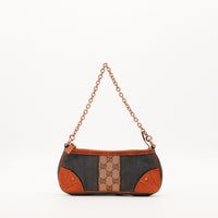 Pochette Gucci denim détail bande monogrammée occasion authentique — AMANA Vintage