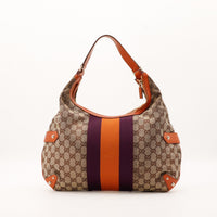 Sac Gucci Hobo Horsebit bande rayée vue arrière occasion authentique — AMANA Vintage