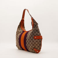 Sac Gucci Hobo Horsebit vue de profil toile monogrammée occasion authentique — AMANA Vintage