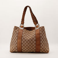 Sac Gucci Tote Bag Bamboo toile monogrammée vue de face occasion authentique — AMANA Vintage