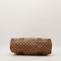 Détail fond Gucci Tote Bag Bamboo toile monogrammée occasion authentique — AMANA Vintage