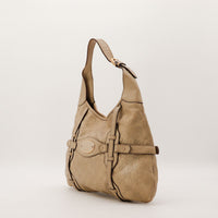 Sac Gucci Hobo Horsebit cuir taupe vue de profil occasion authentique — AMANA Vintage
